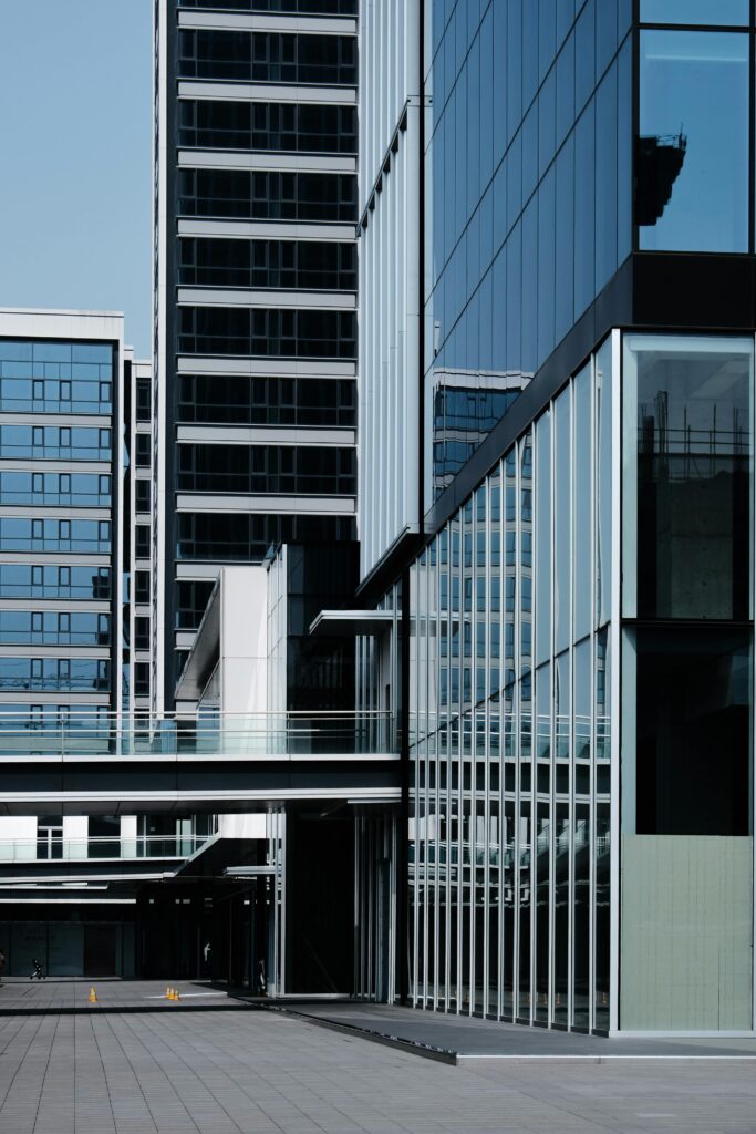 Modern Glass Buildings in a City